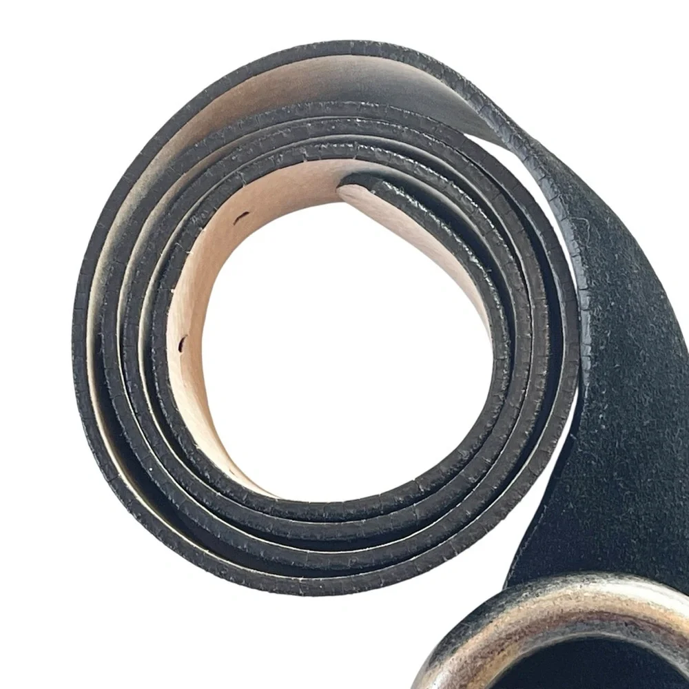 Black Suede Belt Wide Waist Circle Buckle Size S/M